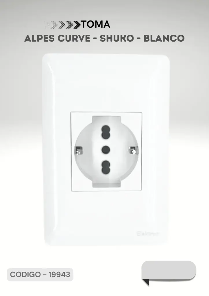 MODULO TOMA SCHUKO BLANCO CON PLACA ALPES CURVE