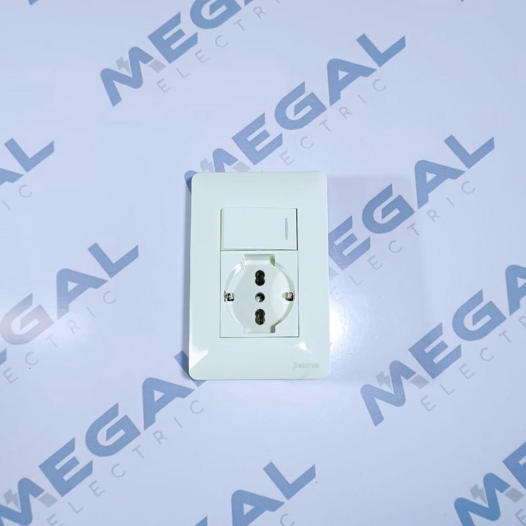 MODULO TOMA SCHUKO + INTERRUPTOR BLANCO ALPES CURVE CON PLACA 