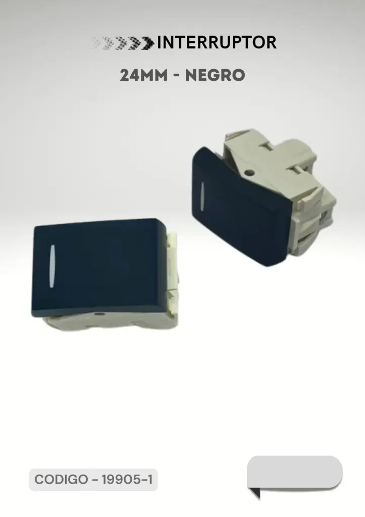 MODULO INTERRUPTOR 24MM NEGRO UNIPOLAR