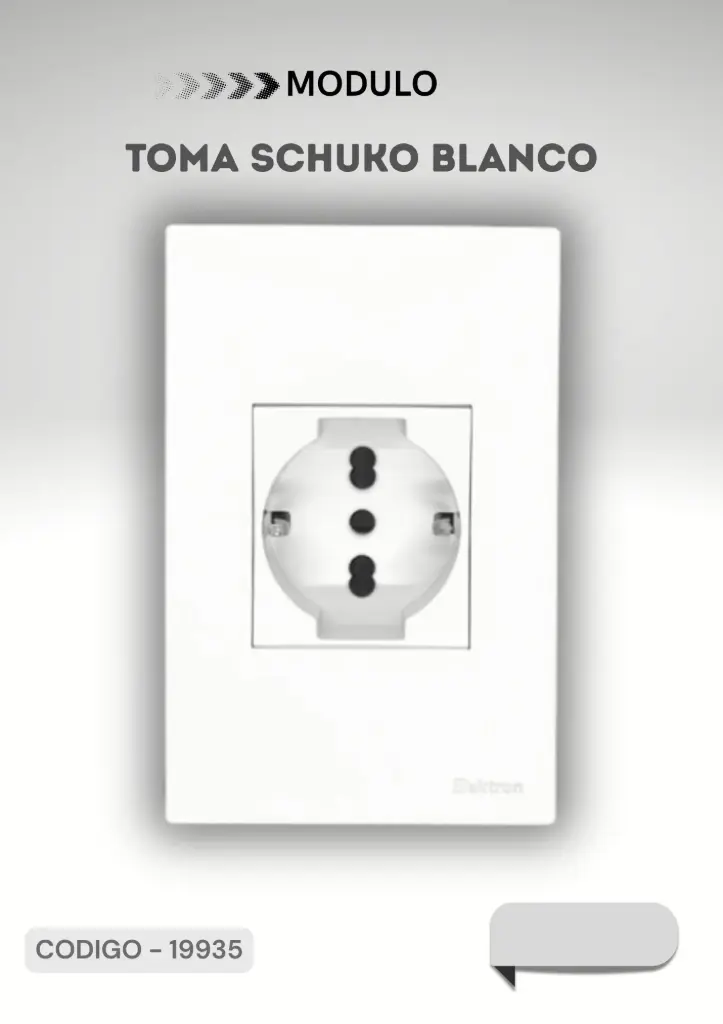 MODULO TOMA SCHUKO BLANCO C/ PLACA PARIS LIGH  20A 