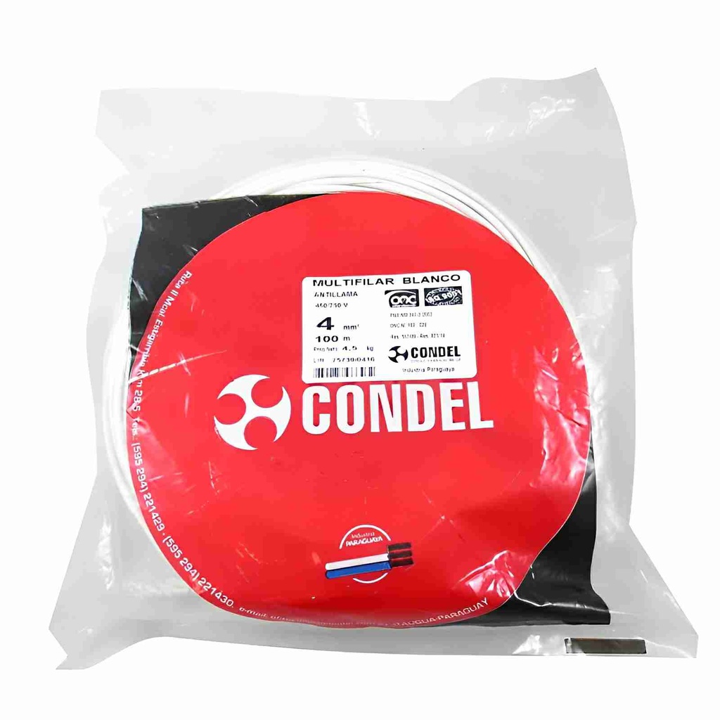 CABLE CONDEL 4MM MULTIFILAR - BLANCO