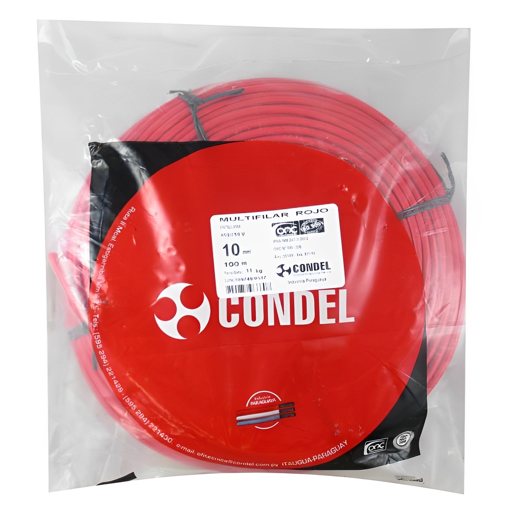 CABLE CONDEL10MM MULTIFILAR - ROJO