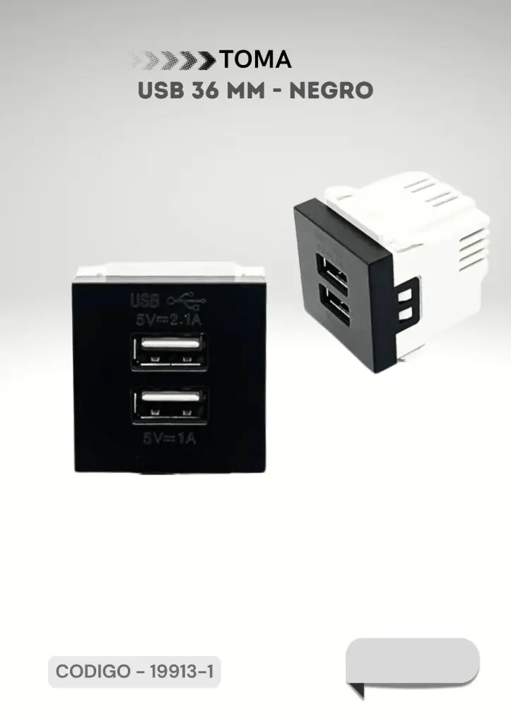 MODULO TOMA USB EK 36MM NEGRO