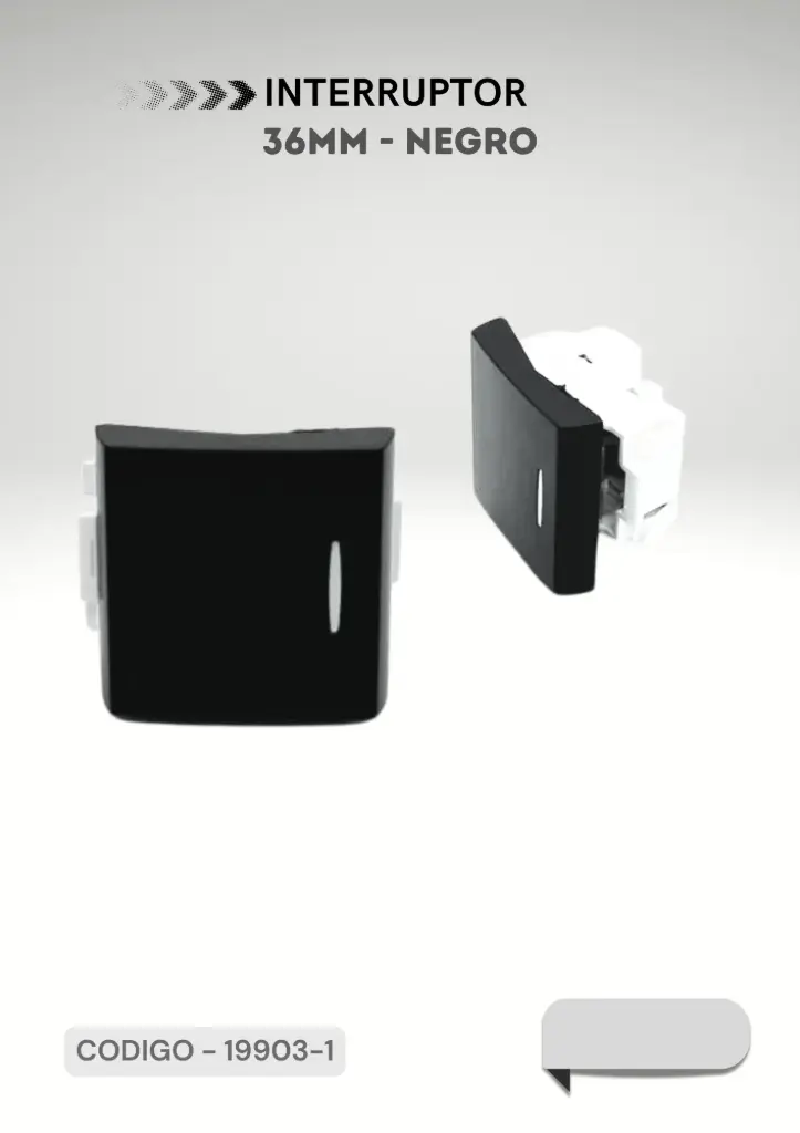 MODULO INTERRUPTOR UNIPOLAR 36MM NEGRO  250V