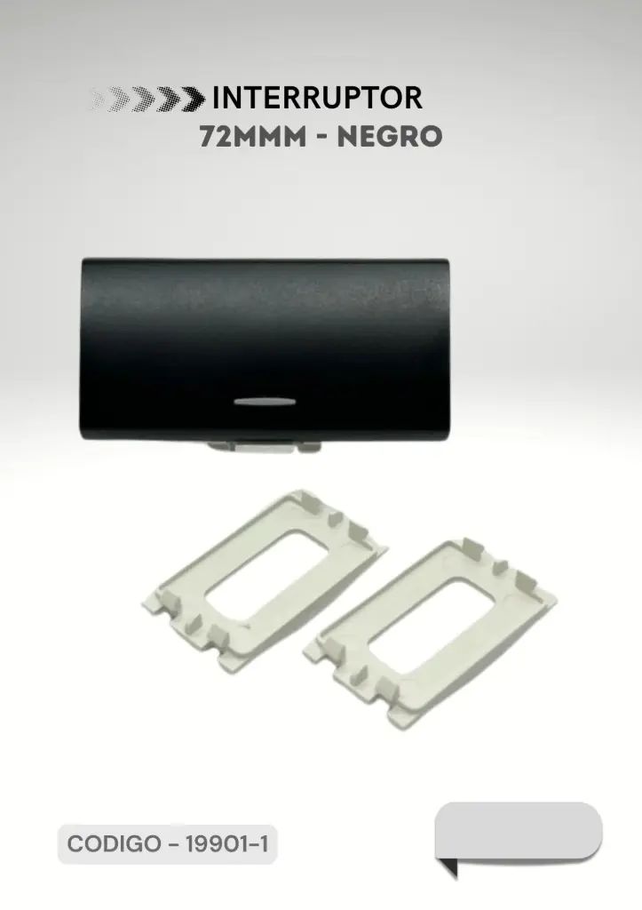 MODULO INTERRUPTOR UNIPOLAR 72MM NEGRO 250V