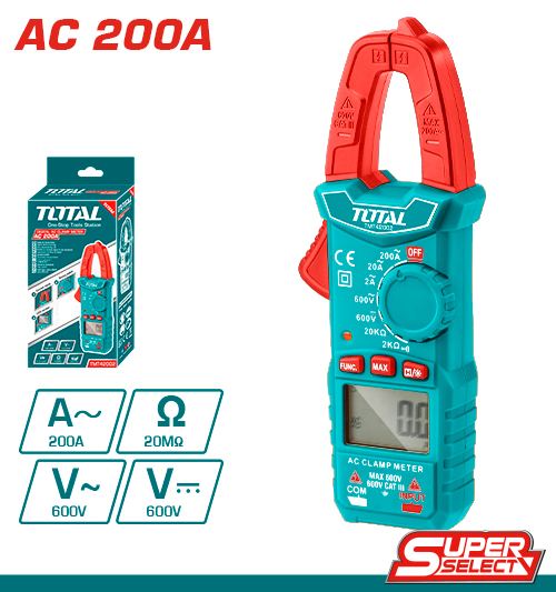 PINZA AMPERIMETRICA 200A AC DIGITAL - TOTAL