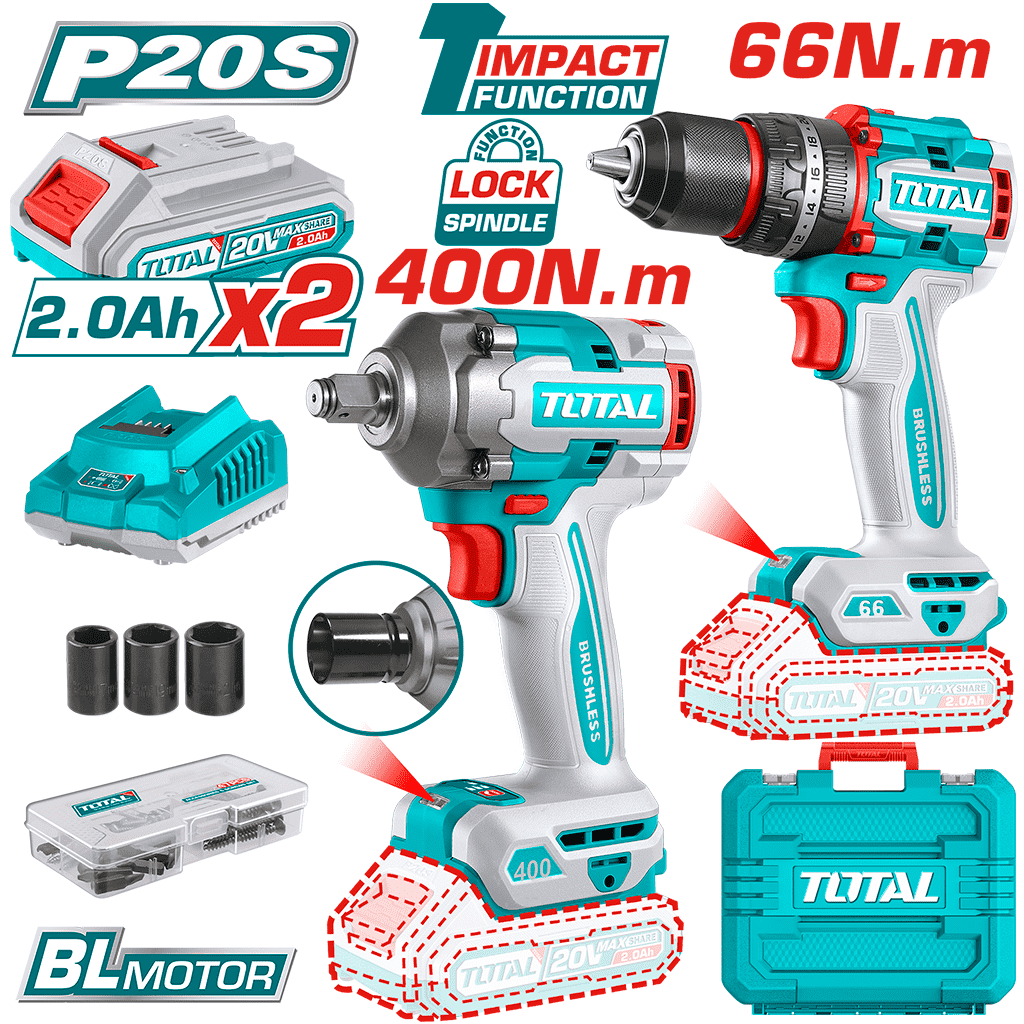  KIT LLAVE DE IMPACTO Y TALADRO  A BATERIA 20V 