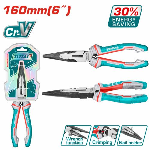 ALICATE PUNTA LARGA 160MM ALTO APALANCAMIENTO - TOTAL