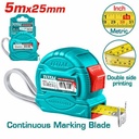 CINTA METRICA 5MX25MM DE ACERO DOBLE FAZ - TOTAL