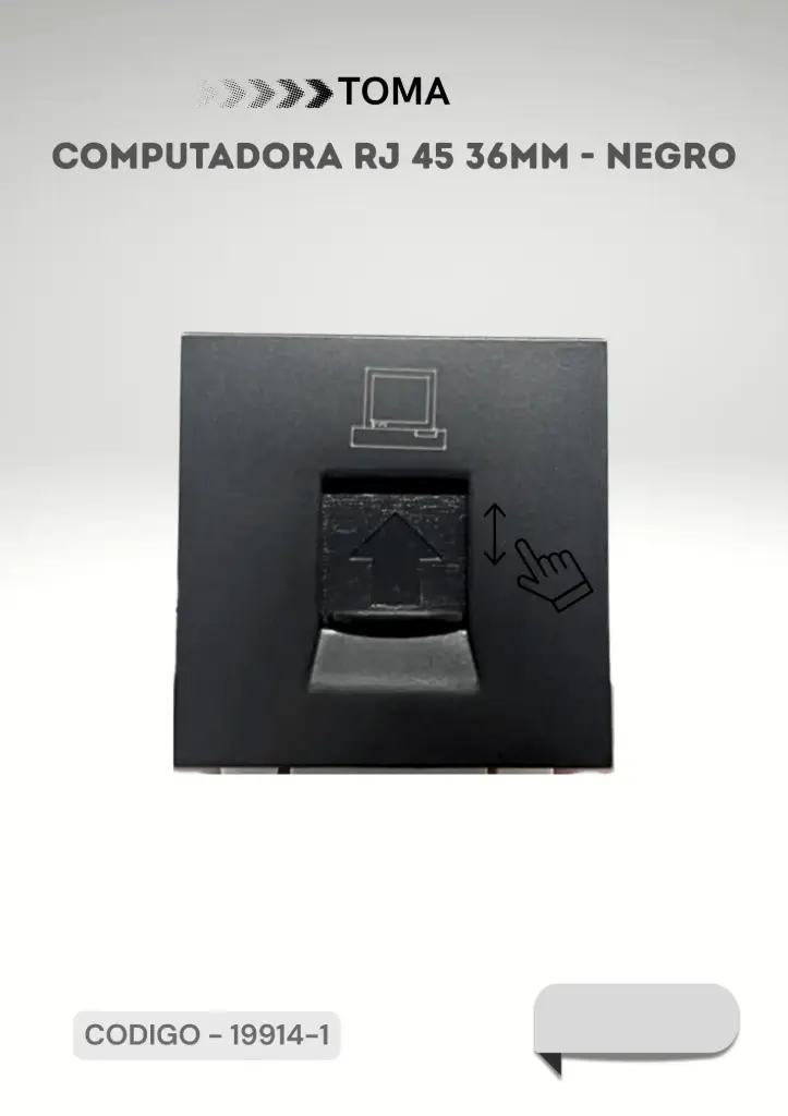 MODULO TOMA COMPUTADORA RJ45 36MM NEGRO CAT 5E 