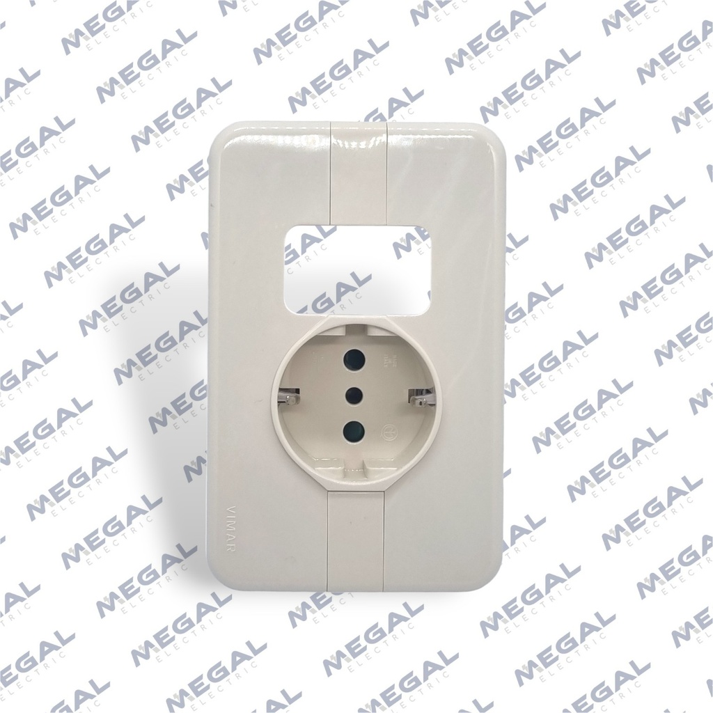 MODULO TOMA SCHUKO + 1 MOD LIBRE C/PLACA MARFIL 