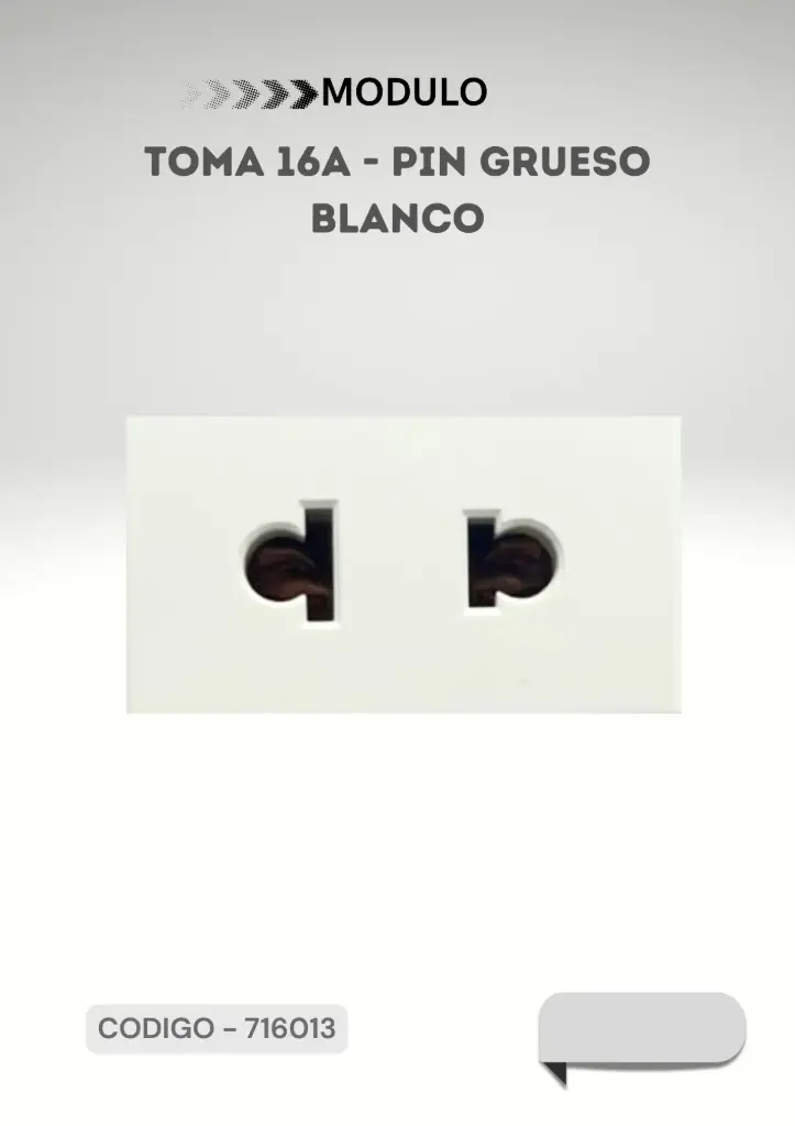 MODULO TOMA 16A PIN GRUESO BLANCO