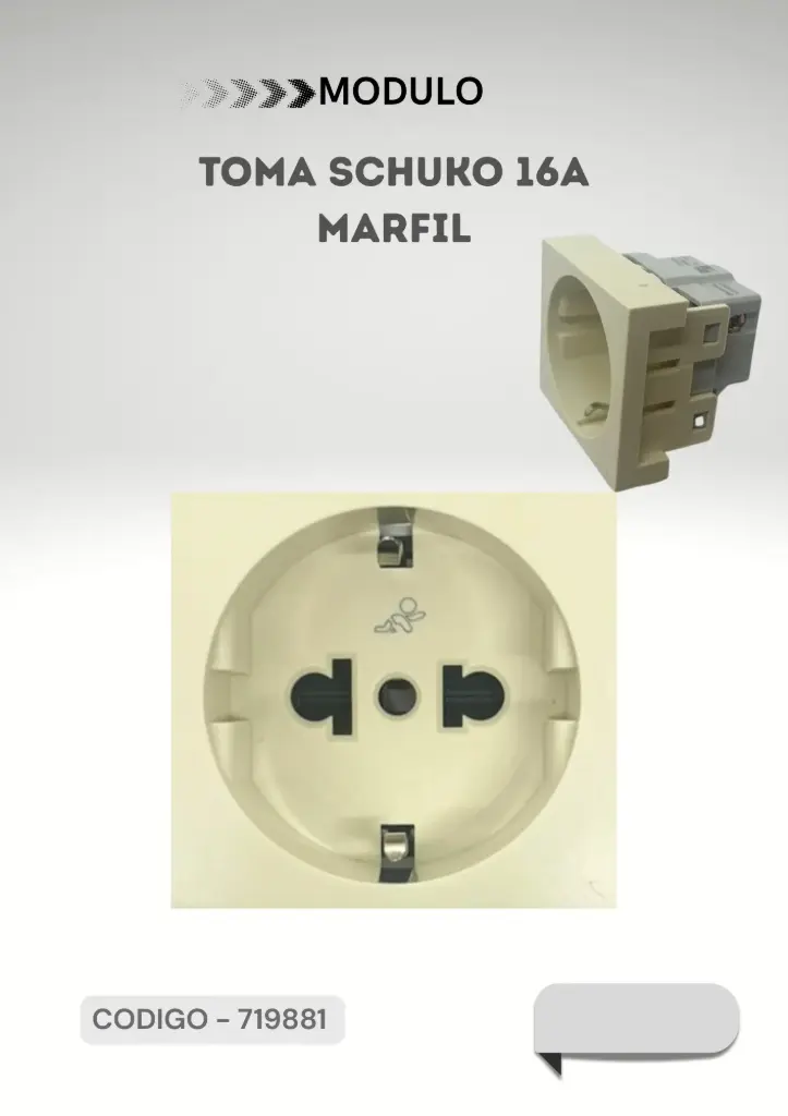 MODULO TOMA SCHUKO 16A MARFIL