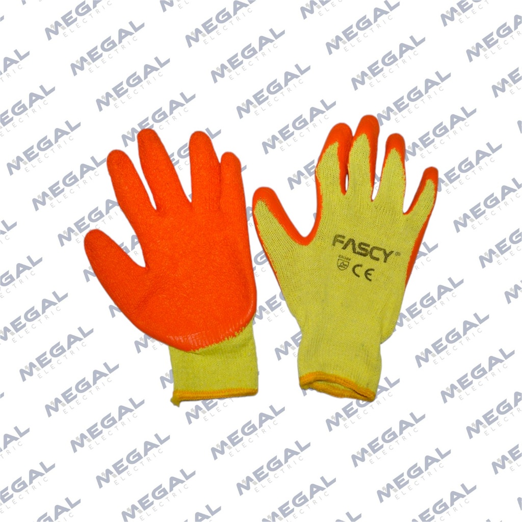 GUANTE XL HILO C/LATEX NARANJA
