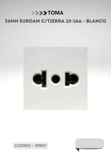 [ELEKTRON - C19907] MODULO TOMA 36MM EUROAM C/TIERRA 10-16A BLANCO C19907