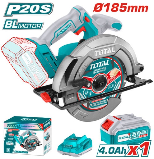 [TOTAL - TSLI18511] SIERRA CIRCULAR A BATERIA 20V 185MM - BAT/CAR - TSLI18511