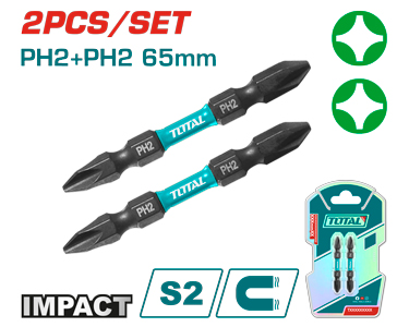 [TOTAL- TACIM72PH265] PUNTAS DE DESTORNILLADOR DE IMPACTO PH2+PH2 65MM 2PZS