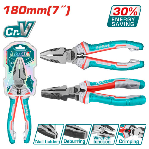 [TOTAL - THT210706S +] PINZA COMBINADA MANGO PROFESIONAL 180MM TOTAL 