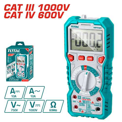 [TOTAL -  TMT47503] MULTIMETRO DIGITAL CAT III 1000V CAT IV