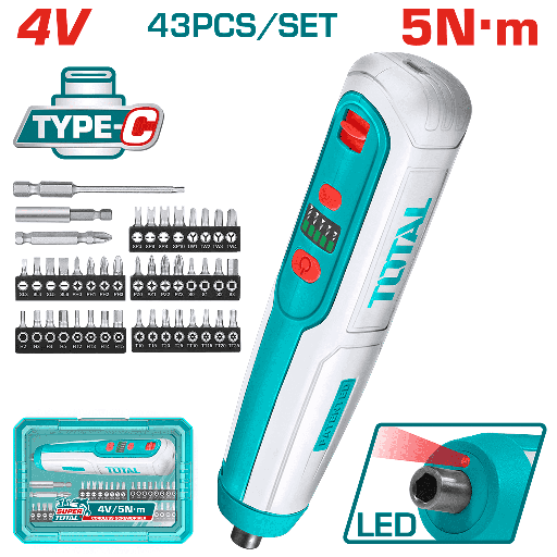 [TOTAL-TSDLI04062] ATORNILLADOR A BATERIA INTEGRADA 4V 5NM RECTO