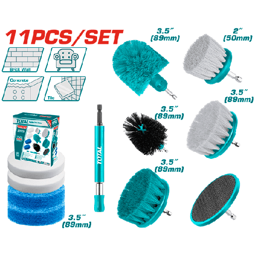 [TOTAL - TACB1101] JUEGO DE CEPILLOS DE LIMPIEZA 11PCS TACB1101