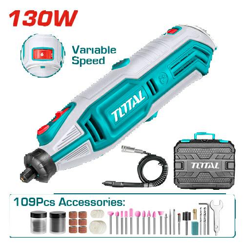 [TOTAL-TG513326] RECTIFICADORA 130W MINI TORNO+109 ACCESORIOS