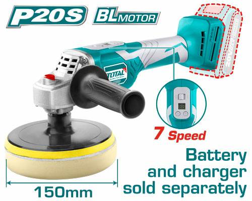 [TAPLI20151 - TOTAL] PULIDORA A BATERIA 20V 150 MM BL- BAT/CAR - TAPLI20151