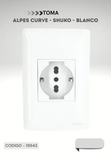 [ELEKTRON- C19943] MODULO TOMA SCHUKO BLANCO CON PLACA ALPES CURVE