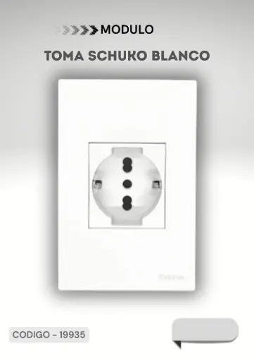 [ELEKTRON - C19935] MODULO TOMA SCHUKO BLANCO PARIS LIGH C/ PLACA 20A 